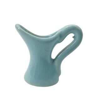 vintage miniature turquoise blue Pitcher 2" tall handled jug mini pottery cruet